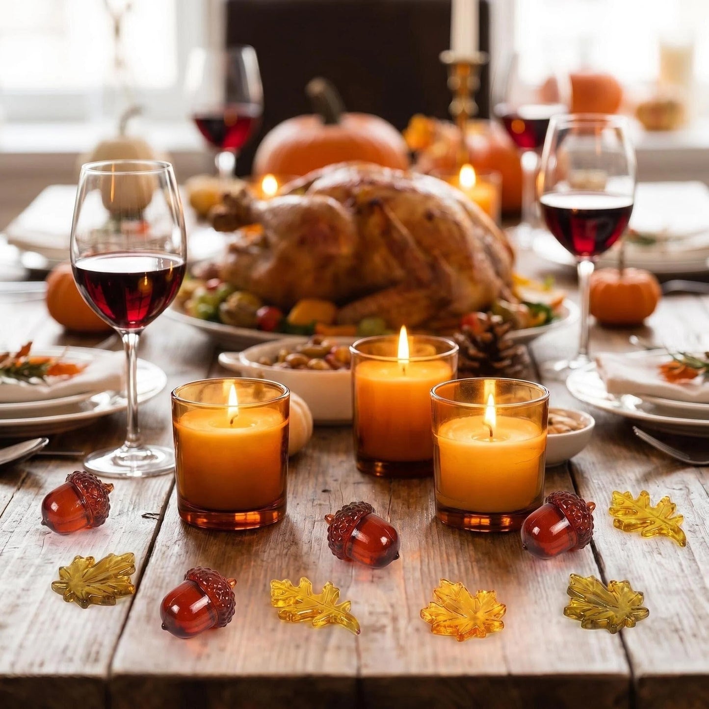 HappyFiller Fall Vase Filler Decorative Acrylic Pumpkins Squirrel Acorns Leaves Gems 15 Styles 88 PCS for Party Table Scatters,Harvest Thanksgiving Craft,Sensory Bin Fillers,Home Decor