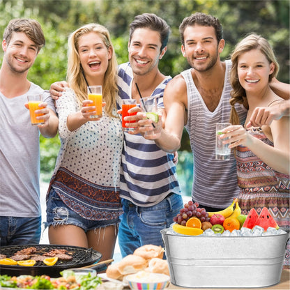 4 Pack Galvanized Tub Ice Bucket, 3 Gallon Large Metal Drink Buckets for Parties & Bars, Beer Beverage Tub with Carry Handles for Champagne, Cocktails, Wine Cooling, Mimosa Supplies