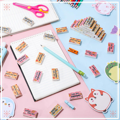 Resurhang 180 Pcs Erasers Bulk for Kids Inspirational Pencil Erasers Bulk for Drawing Motivational Big Eraser School Supplies for Classrooms Back to School Office (Inspirational,Boho)