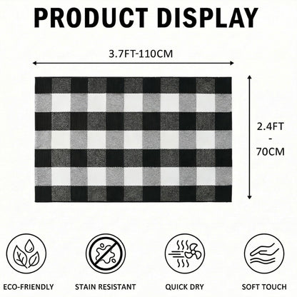 WAYYE Buffalo Plaid Outdoor Rug 27.5" x 43" Black and White Checkered Area Rug Washable Doormats Indoor Outdoor Rugs for Layered Front Door Mats, Porch, Entryway, Kitchen, Farmhouse