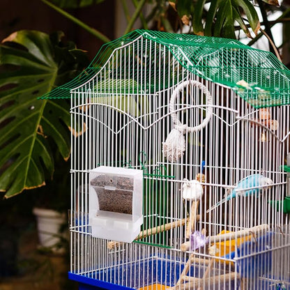 No Mess Automatic Parrot Feeding Container 450 Gram Acrylic Bird Feeder Splash-Proof Seed Dispenser for Cage Pigeons Parakeets Pet Supplies