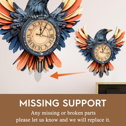 3D Puzzles for Adults Wooden Clock-Raven's Wing Model Kit, Mechanical DIY Pendulum Clock with Roman Numerals-Home Wall Decor, Birthday Christmas Day Gift for DIY Lovers