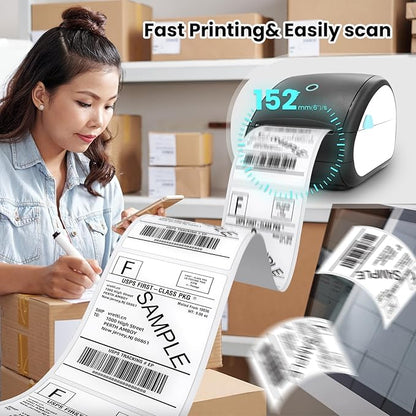 vretti Shipping Label Printer,Bluetooth with Built-in Label Desgin,4×6 Thermal Shipping Label Printer for Small Business,Compatible for Amazon,Ebay,USPS