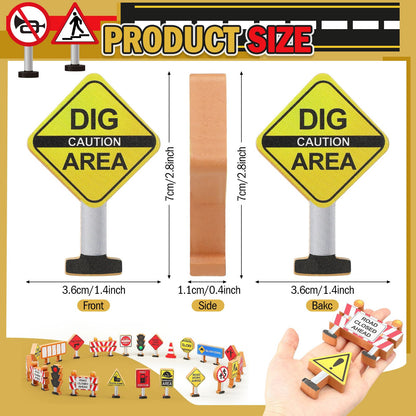 Blosssound Wooden Toys Set for Preschool Classroom - Multicultural Career People Blocks Educational Wooden Play for Kids Learning Toys Play Games Activity Supplies(26 Pcs,Construction Signals)