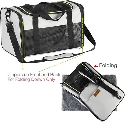 Cat Carrier - Portable Foldable Dog Pet Carrier, Soft-Sided Pet Bag up to 28 Lbs, Airline Approved Travel Puppy Carrier