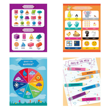 Youngever 13 Pack Laminated Educational Preschool Posters for Toddlers and Kids, Learning Posters, Classroom Posters, Teaching Posters, Alphabet ABC Posters, with Solar System (22 x 17 inch)