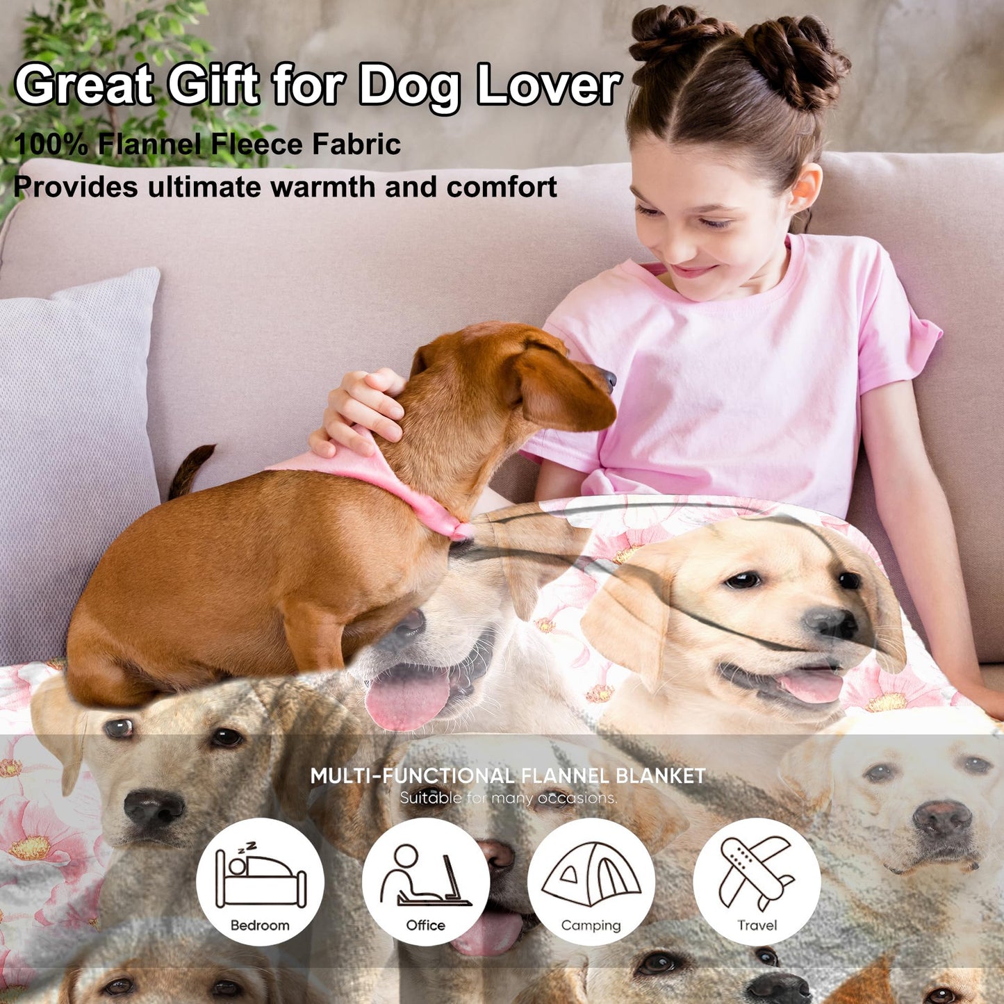 Labrador Retriever Dog Throw Blanket,Labrador Retriever Gifts for Dog Lovers,Soft Flannel Blanket Throw,Gift for Women Kid Girls Halloween Christmas 50"x60"