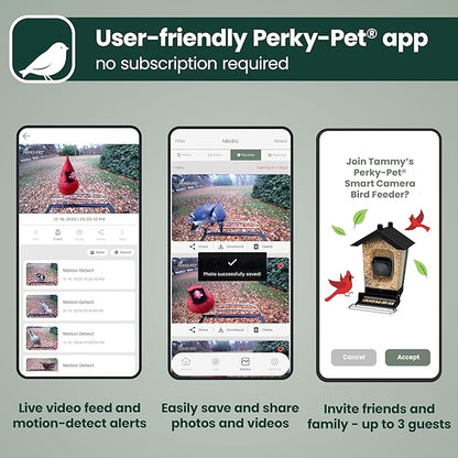 Perky-Pet Solar Powered Smart Bird Feeder with Camera - Squirrel-Resistant, 3.2L Capacity, Motion Activated 1080p HD WiFi Live Stream Camera, SPCAM, SPCAMSLR - Camera Feeder Gift Idea, Red