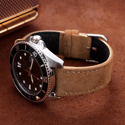 JUNGHELE Suede Leather watch bands for men and women, Quick Release leather watch strap with Silver Buckle watch leather strap,Brown 22mm watch band WBG0206