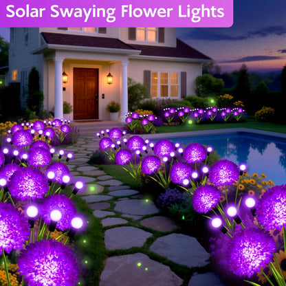 Solar Garden Lights, 8 Pack Solar Purple Swaying Firefly Lights with Flowers, Waterproof Purple Halloween Flowers Light Outdoor for Garden Patio Yard Fall Decoration, Gifts for Women Mother's Day