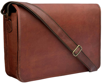 RUSTIC TOWN 15 inch Vintage Crossbody Full Grain Leather Laptop Messenger Bag