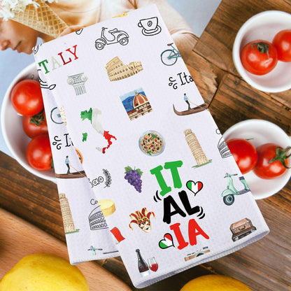 JNIAP Italian Kitchen Towels Italian Kitchen Decor Italian Food Kitchen Towel Italian Chef Dishes Towel Nonna Kitchen Towel Gifts for Italy Lovers (Italia kt)