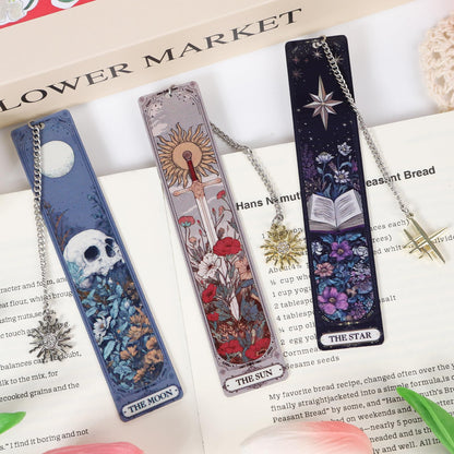 Shejdgart Gothic Tarot Bookmarks Gifts - 3PCS Funny Bookmarks for Women, Tarot Reading Accessories for Book Lovers, Horror Sun Moon Star Halloween Christmas Birthday Gifts for Friends Bookish