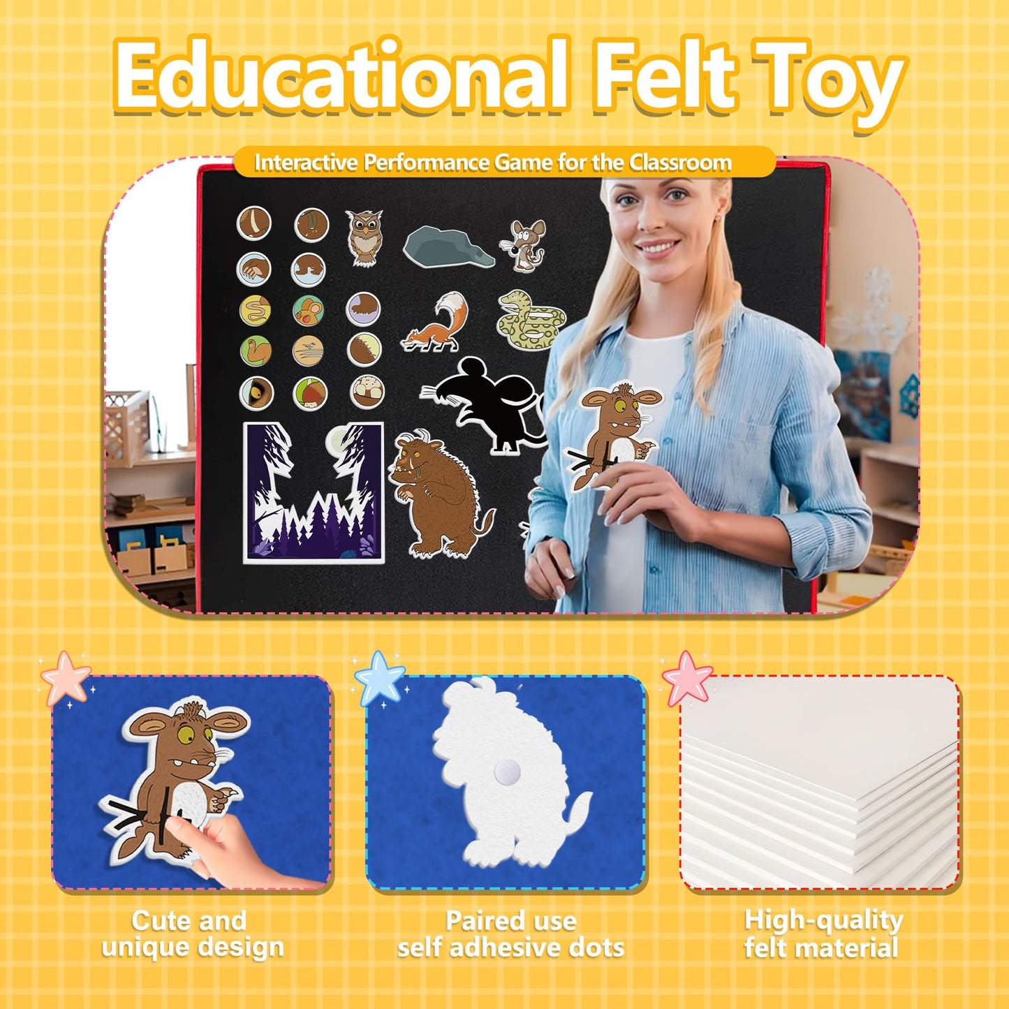 Ai fsem 22 Pcs The Gruffalo Felt Story Board Pieces Flannel Board for The Classroom Autism Learning Materials Felt Board Story Sets
