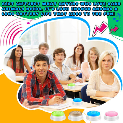 Honoson 4 Pcs Farm Animal Sound Light up Buzzers for Trivia Games Answer Buzzers for Classroom Sound Buttons Family Game and Nights Back to School Supplies (Bright Color)