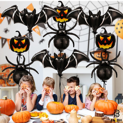 Huge, 47 Inch Spooky Halloween Balloons - Pack of 9 | Black Pumpkin Ballooons, Bat Balloons, 32 Inch Black Spider Balloon | Scary Halloween Party Decorations, Spooky Party Decorations