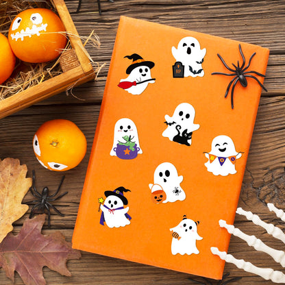 Whaline 160Pcs Halloween Foam Stickers 8 Designs Funny Ghost Self-Adhesive Decals for Home Party DIY Crafts Supplies