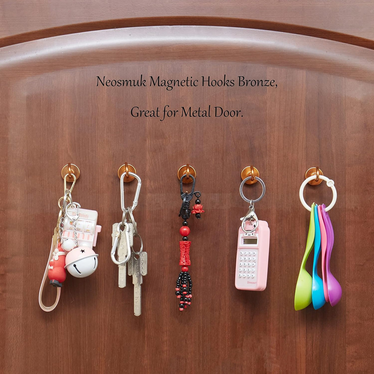 Neosmuk Magnetic Hooks,Heavy Duty Earth Magnets with Hook for Refrigerator, Extra Strong Cruise Hook for Hanging, Magnetic Hanger for Cabins, Grill (Bronze, Pack of 4)