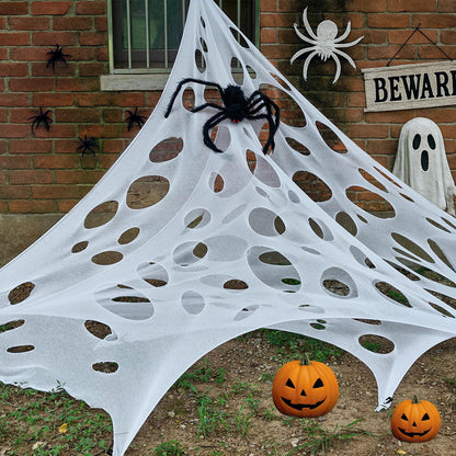 ComfyKit 820 Sqft Halloween Giant Spider Web Decorations Outdoor,Stretchy Beef Netting,Cut-Your-Own Beef Cloth Spider Web for Halloween Indoor Outdoor Decor
