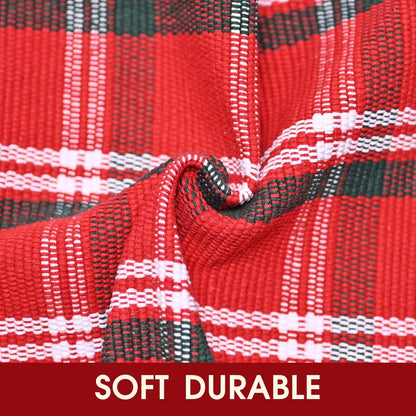 Christmas Red Green White Plaid Rug 8x10 ft, Extra Large Cotton Hand-Woven Buffalo Check Area Rug for Living Room, Bedroom, Patio, Christmas Holiday Farmhouse Decor, Washable Outdoor Indoor Carpet