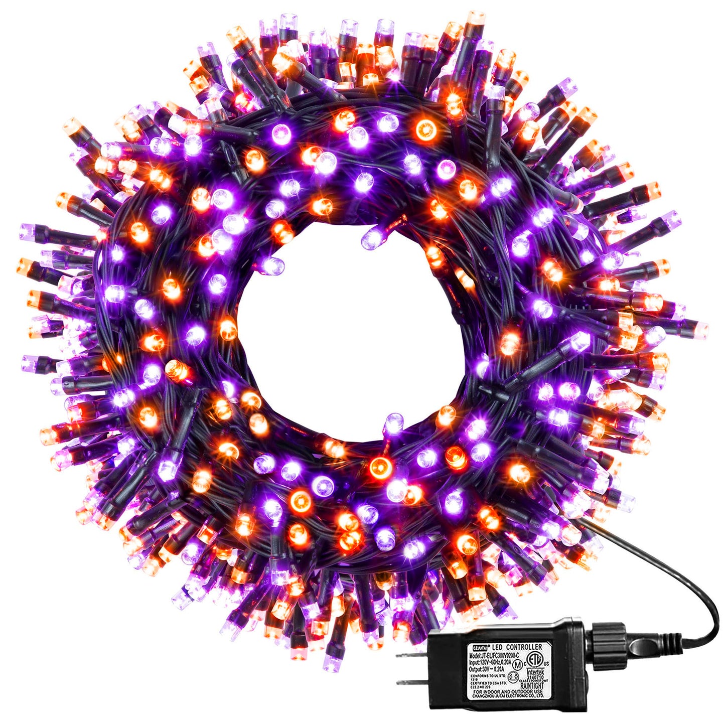 kemooie 164 FT 250 LED Halloween Lights, Black Wire Plug in Fairy Lights with Timer Function, Waterproof String Lights with 8 Modes for Outdoor Halloween Party Porch Patio Garden Decoration