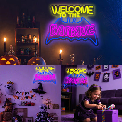 Halloween Bat Cave Neon Sign Gifts for Men Night Light Man Cave Bar Decor Bat Led Lights for Bedroom Home Bar Club Party Decorations Mens Gifts for Birthday