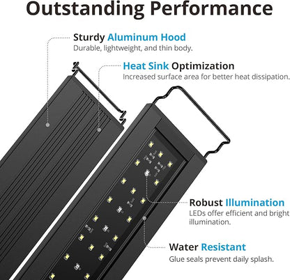 NICREW C10 Plants LED Aquarium Light, 36-48 in, 27 Watts, Full Spectrum Fish Tank Light with Timer, Day and Night Cycle, Brightness Adjustable