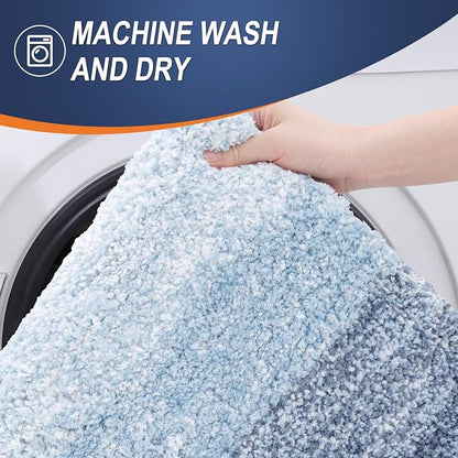 OLANLY Bathroom Runner Rugs Mat 47x20, Extra Soft Absorbent Microfiber Bath Rugs, Rubber Backing, Quick Dry, Washable Long Bath Mats for Bathroom Floor, Tub and Shower, Home Decor Accessories, Blue