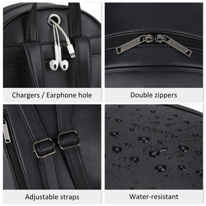 ECOSUSI Women Backpack Purse Water Resistant PU Leather Backpack Fashion Rucksack Ladies College Daypack with Tassel,2 Pcs