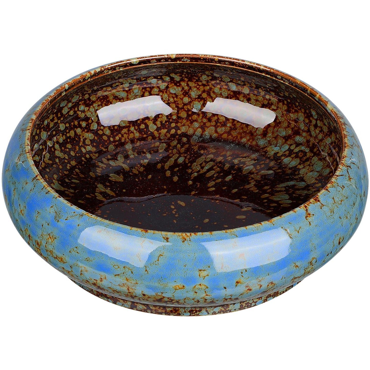 NUOBESTY Ceramic Hydroponic Plant Pot Indoor Succulent Planter for Water Lily and Narcissus Flower 7.3 Inch Decorative Bowl for Garden Balcony Table