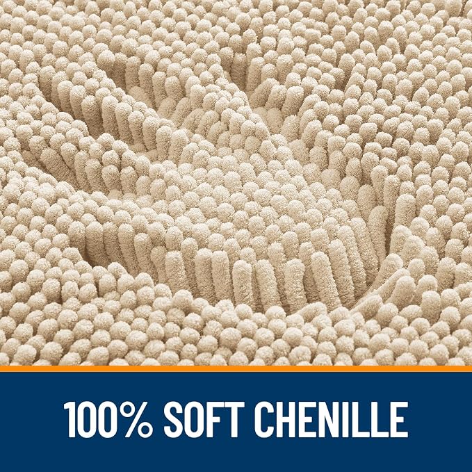 OLANLY Large Bathroom Rugs 44x32, Extra Soft Absorbent Chenille Bath Rugs, Rubber Backing Quick Dry, Machine Washable Bath Mats for Bathroom Floor, Tub and Shower, Home Decor Accessories, Beige