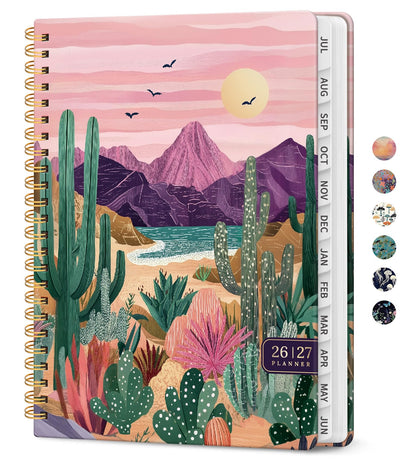 Planner 2026-2027, Academic Year Weekly and Monthly Calender Planner, from Jul 2026 - Jun 2027, Spiral Bound School Planning Book, Perfect for Teacher, Student, Women & Men, A5 (6.3" x 8.5"), Sunset Arroyo