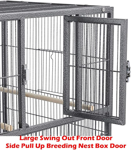 Double Stackable Center Divided Side Nesting Box Doors Breeder Breeding Bird Flight Double Rolling Cage for Aviaries Canaries Cockatiels Lovebirds Finches Budgies Small Parrots