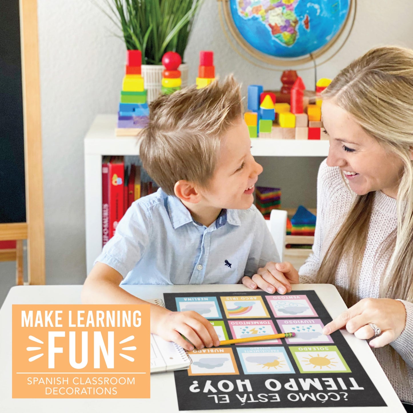 Hadley Designs Spanish Posters for Classroom -12 Bilingual Educational Posters for Spanish Classroom Decorations Must Haves, Calendario y Alfabeto en Español Para la Pared, Chalkboard Teacher Supplies