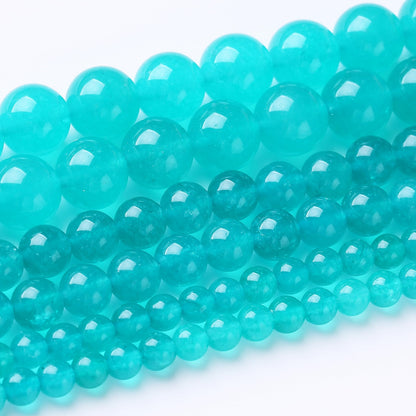 90PCS 4MM Amazonite Blue Chalcedony Natural Gemstone Round Stone Beads for Jewelry Making DIY Energy Stone Healing Power Bracelet 15"
