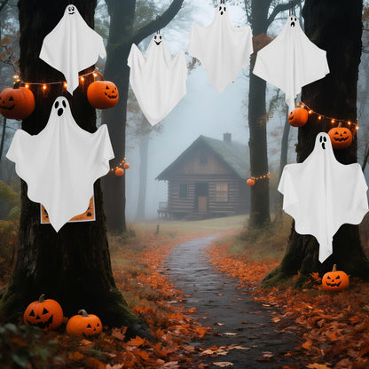 6 Pack Halloween Hanging Ghosts, Cute Flying Ghost Decorations, Outdoor Hanging Ghosts, Halloween Outdoor Decorations for Home, Front Yard, Tree, Porch, Patio, Lawn, Garden, Party & Holiday