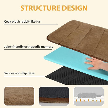 Dog Crate Pad for Small Dogs - 24x18 Memory Foam Dog Bed, Washable & Anti-Slip Dog Bed Mat, Ultra Soft Kennel Pad for Dogs Cozy Sleeping Mat, Khaki