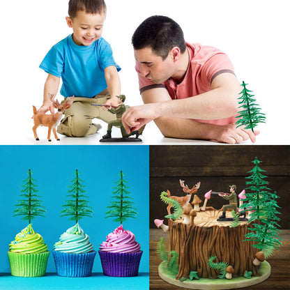 17 PCS Deer Hunting Cake Topper Deer Hunter Tree Cake Decorations Set Hunting Theme Topper for Birthday Party Baby Shower Wedding Supplies Christmas Halloween