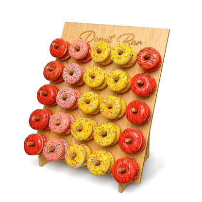 ZOOYOO Large Bamboo Donut Wall Holds 50 Donuts - 26x22 Inch Donut Display Stand for Wedding, Baby Shower, Birthday Party Decor - Dessert Table Centerpiece