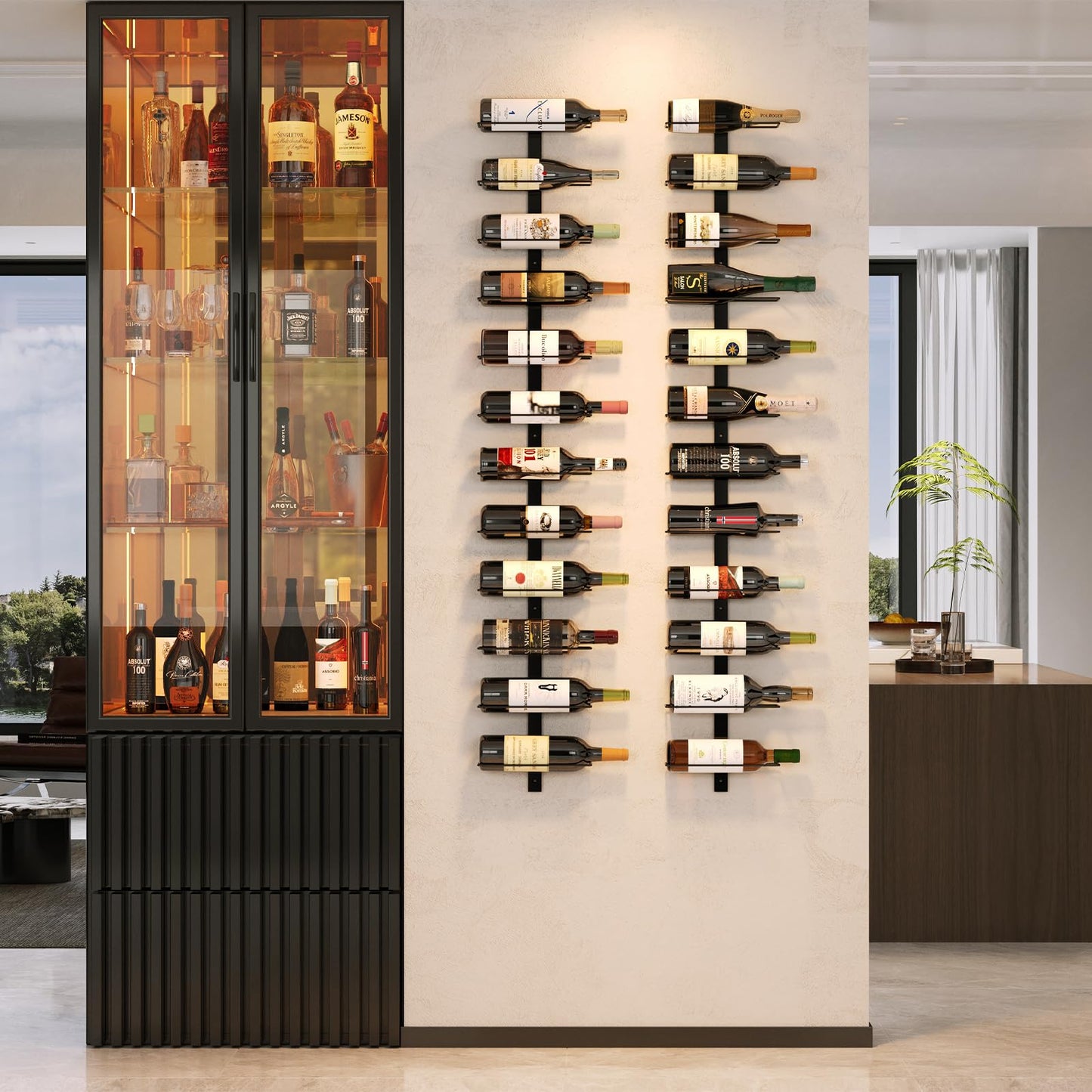 X-cosrack 12 Bottle Wall-Mounted Wine Rack, Detachable Storage Organizer Used as One or Four, DIY Wall Hanging Bottle Holder, for Dining Room, Bar, Wine Cellar
