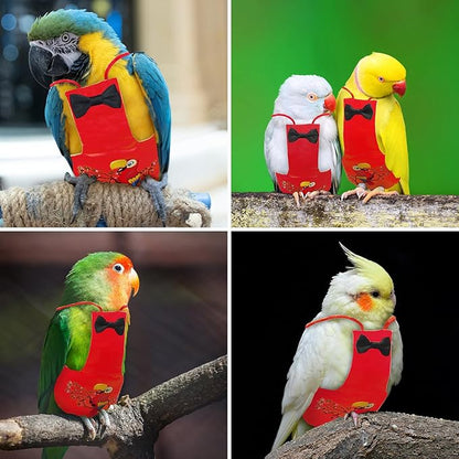 Bird Diaper Washable Parrot Diapers Reusable Bird Flight Suit Nappies Protective Breathable Parrot Nappy Clothes for Parakeet Macaw Budgie Canary Budgie Cockatiel(Red, Small)