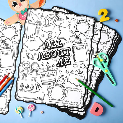 Pajean 50 Pcs All About Me Posters Student Activity Kit - Star Student Poster for Classroom Must Haves - First Day of School Activity for Kindergarten & Elementary