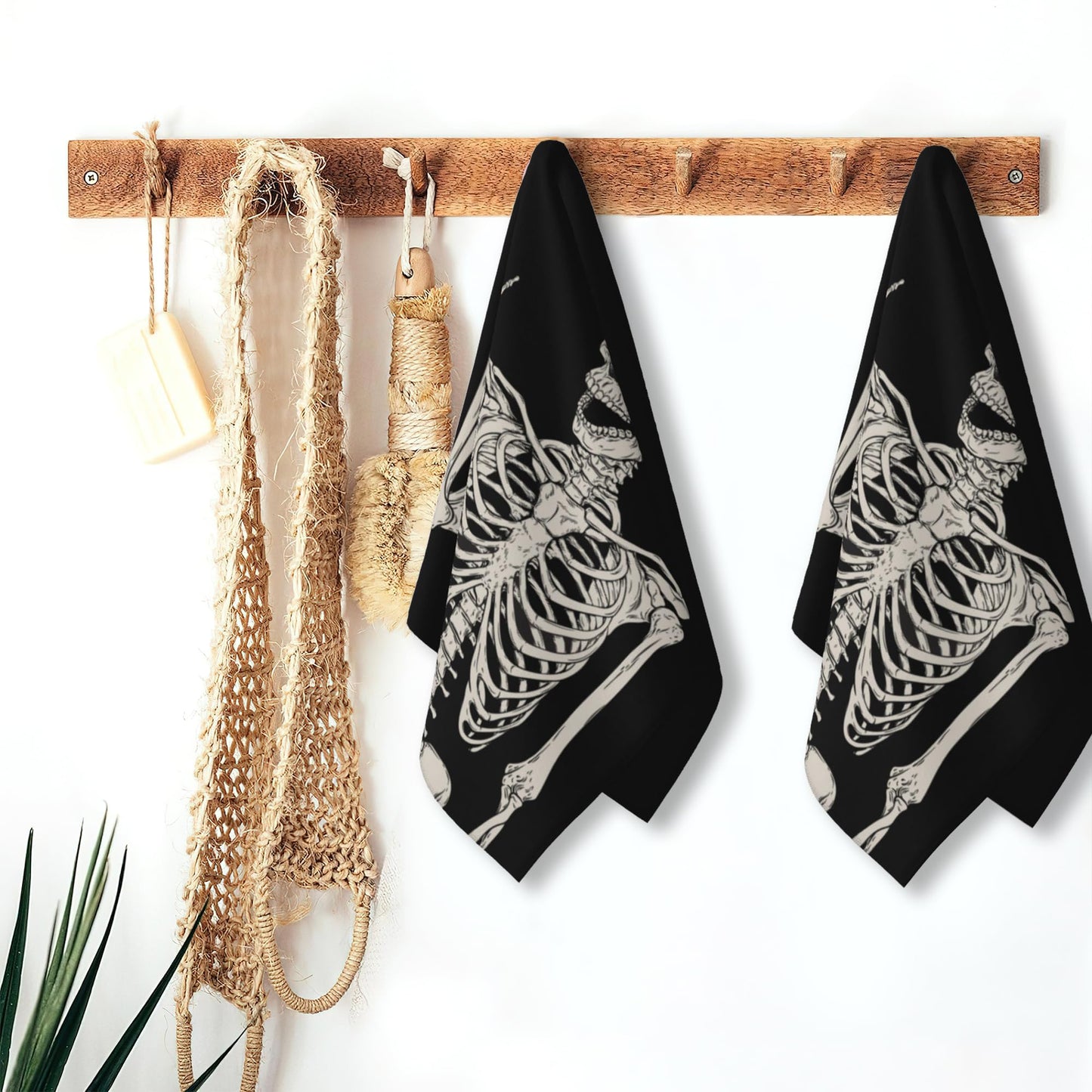 Snowmolle Hand Towels for Bathroom Set of 2,Rock and Roll Skeleton Bath Towels Art Decorative Soft Bathroom Towels for Kitchen Guest Gym Spa 14x28in