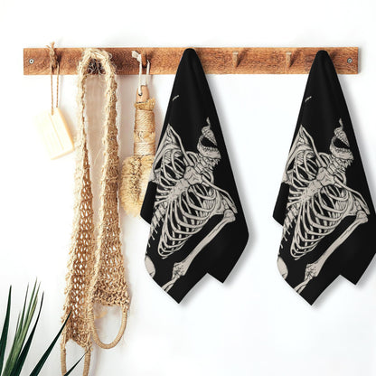 Snowmolle Hand Towels for Bathroom Set of 2,Rock and Roll Skeleton Bath Towels Art Decorative Soft Bathroom Towels for Kitchen Guest Gym Spa 14x28in