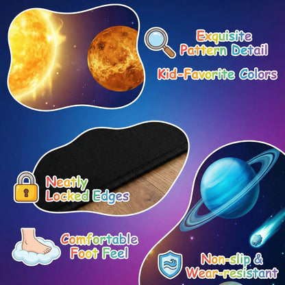 Solar System Galaxy Rug for Boys' Room - Space Carpet, 4'x5'
