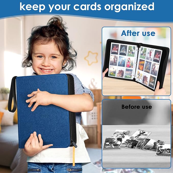 900 Pockets Card Binder, Trading Card 9 Pocket Durable Card Holder Album, Baseball Card Protectors for MTG,TCG, Game Cards, Sports Cards (Navy Blue)