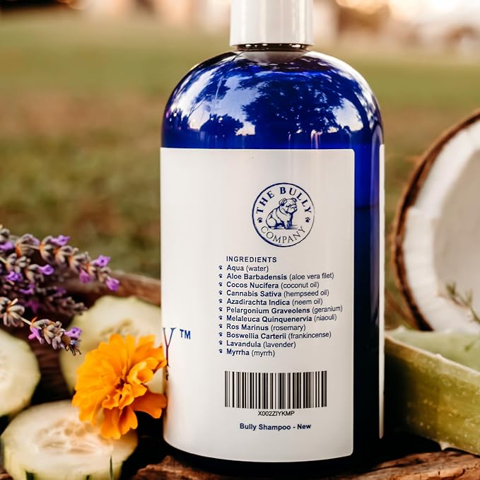 Bully Shampoo - Bulldog Dog Shampoo All Natural Organic Formula Refreshing Botanical Scent. Specifically for Bulldog Breeds and Itchy Skin. Leaves Skin and Coat, Soft, Shiny, Clean and Healthy!