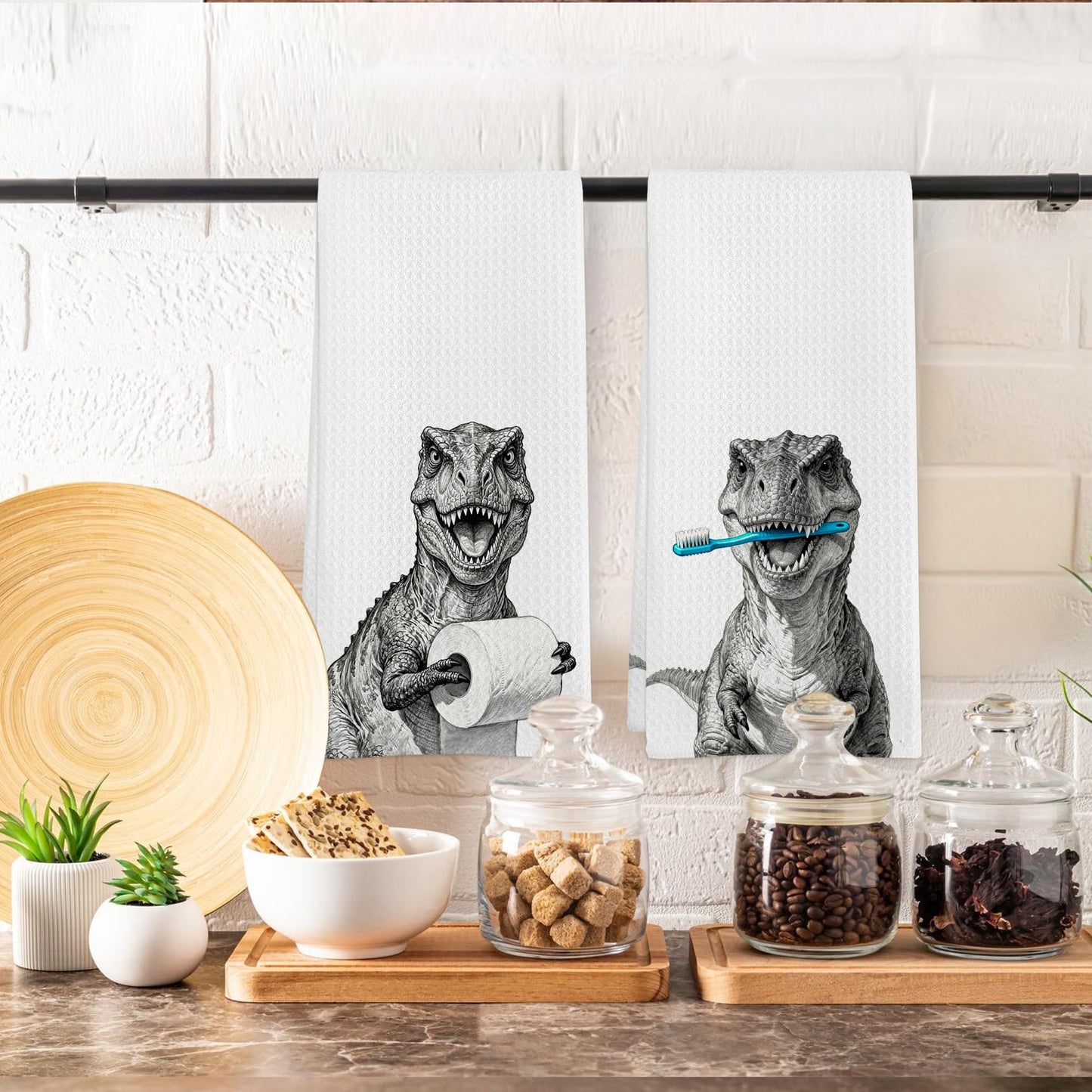 GWFSJYU Funny Boys Dinosaur Gifts Hand Towel Bathroom Decor, Boys Kids Dino Hand Towel for Bathroom Kitchen Washroom Decor, Dinosaur Dish Tea Towels, 16x24 Inch