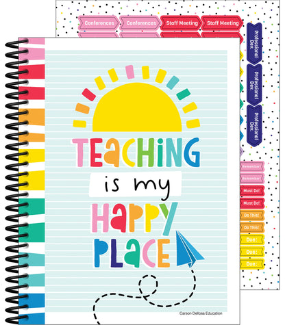 Carson Dellosa Happy Place Teacher Planner 2026-2027, Undated 8" x 11" Lesson Plan Book with Retro Stickers, Class Schedule, Weekly Calendar, Classroom Must Haves, Homeschool and School Supplies