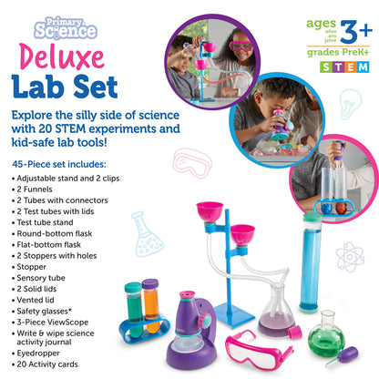 Learning Resources Primary Science Deluxe Lab Set - 45 Pieces, Ages 3+, Experiments for Kids, STEM Toys, Sensory Tube, Microscope for Students